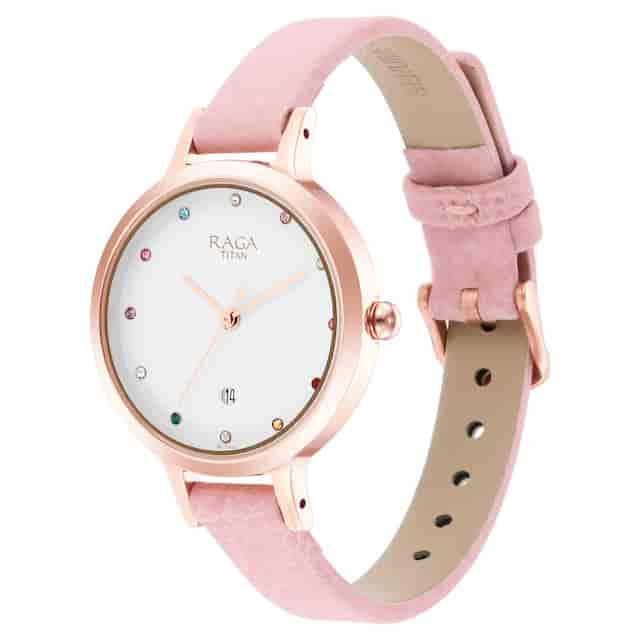 Raga viva pink best sale dial leather strap watch