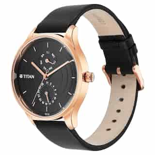 Titan Neo Workdays Black Dial Leather Strap Watch 2670WL07