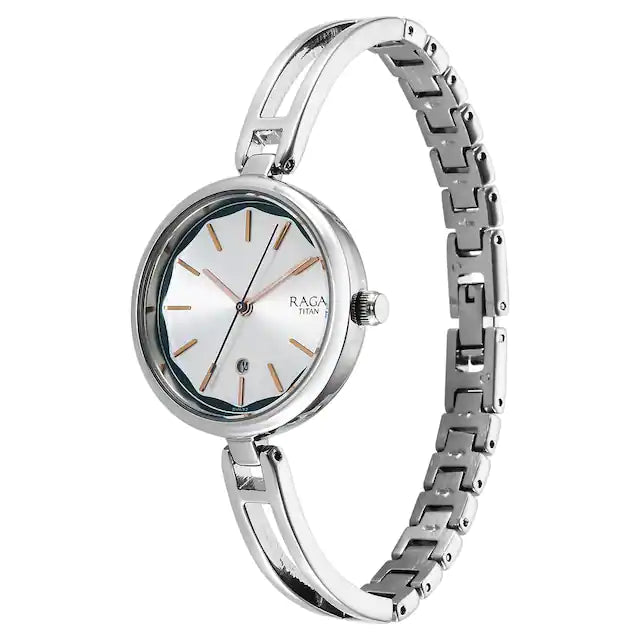 TITAN Titan Raga Viva Silver Dial Metal Strap Watch for Women 2683SM01