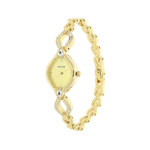 Champagne Dial Golden Metal Strap Watch NR8063YM04