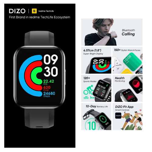 DIZO SMARTWATCH D TALK DW32051 CLASSIC BLACK