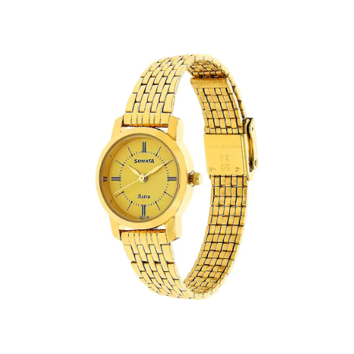 Champagne Dial Golden Stainless Steel Strap Watch NR87018YM01