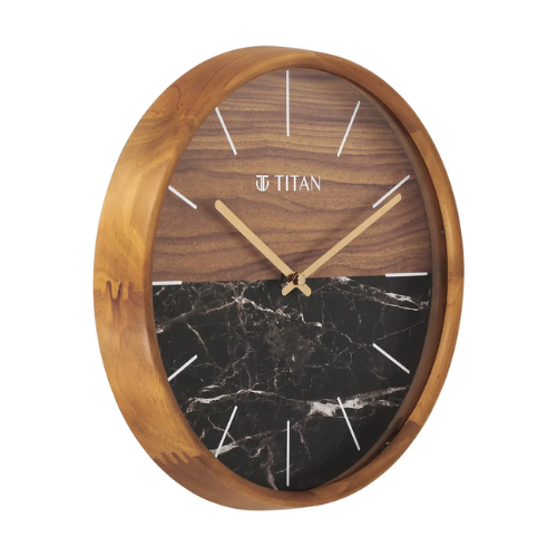 Titan Wooden Clock with Wood & Stone Textures 30 x 30 cm (Medium Size) W0077WA02