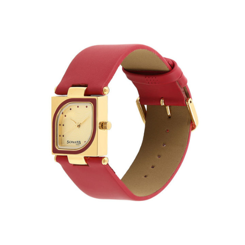 Sonata leather discount strap ladies watches