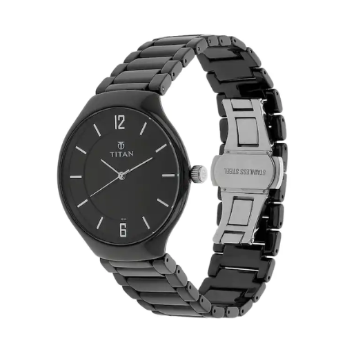 Titan Black Dial Black Ceramic Strap Watch NQ90014KC01 / 90014KC01