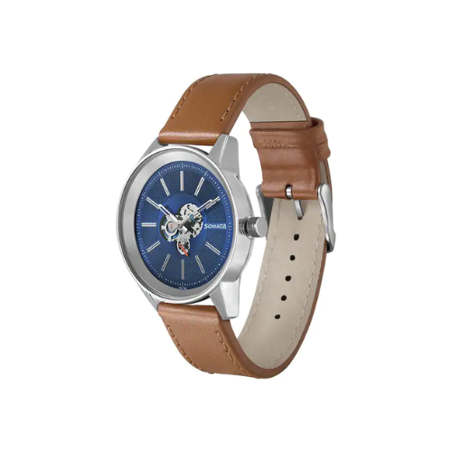 Unveil Watch With Blue Dial & Leather Strap 7133SL02