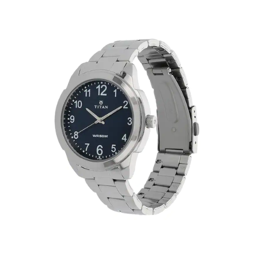 TITAN Blue Dial Silver Stainless Steel Strap Watch NN1585SM05 (DF306)