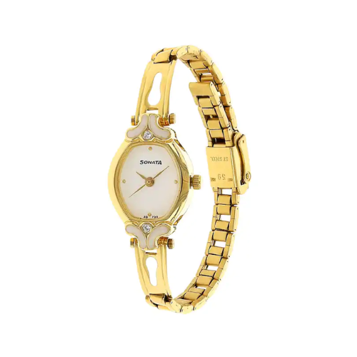 White Dial Golden Stainless Steel Strap Watch NR8068YM03