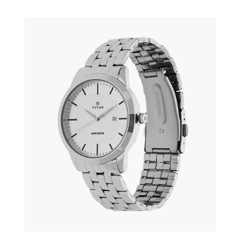 TITAN White Dial Silver Stainless Steel Strap Watch NN1584SM03 (DF301)