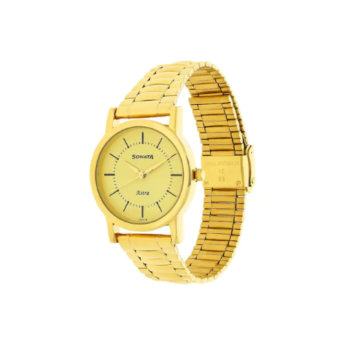 Champagne Dial Golden Stainless Steel Strap Watch NR77049YM01