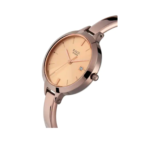 Titan Raga Rose Gold Dial Metal Strap Watch NP2578QM01