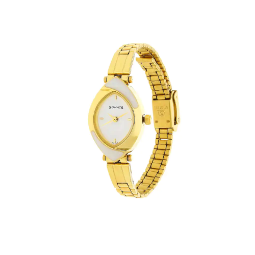 White Dial Golden Stainless Steel Strap Watch NR8069YM03