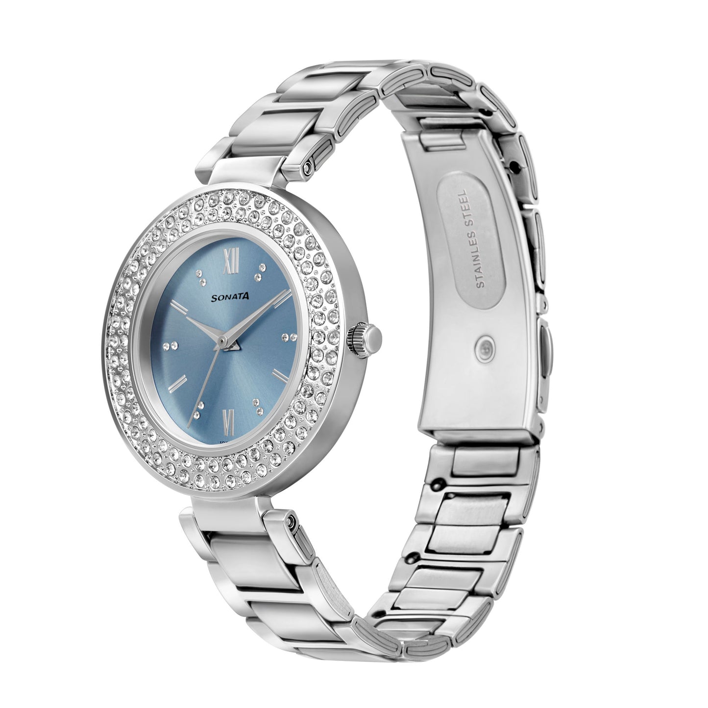 Blush It Up With Blue Dial Stainless Steel Watch 87033SM02