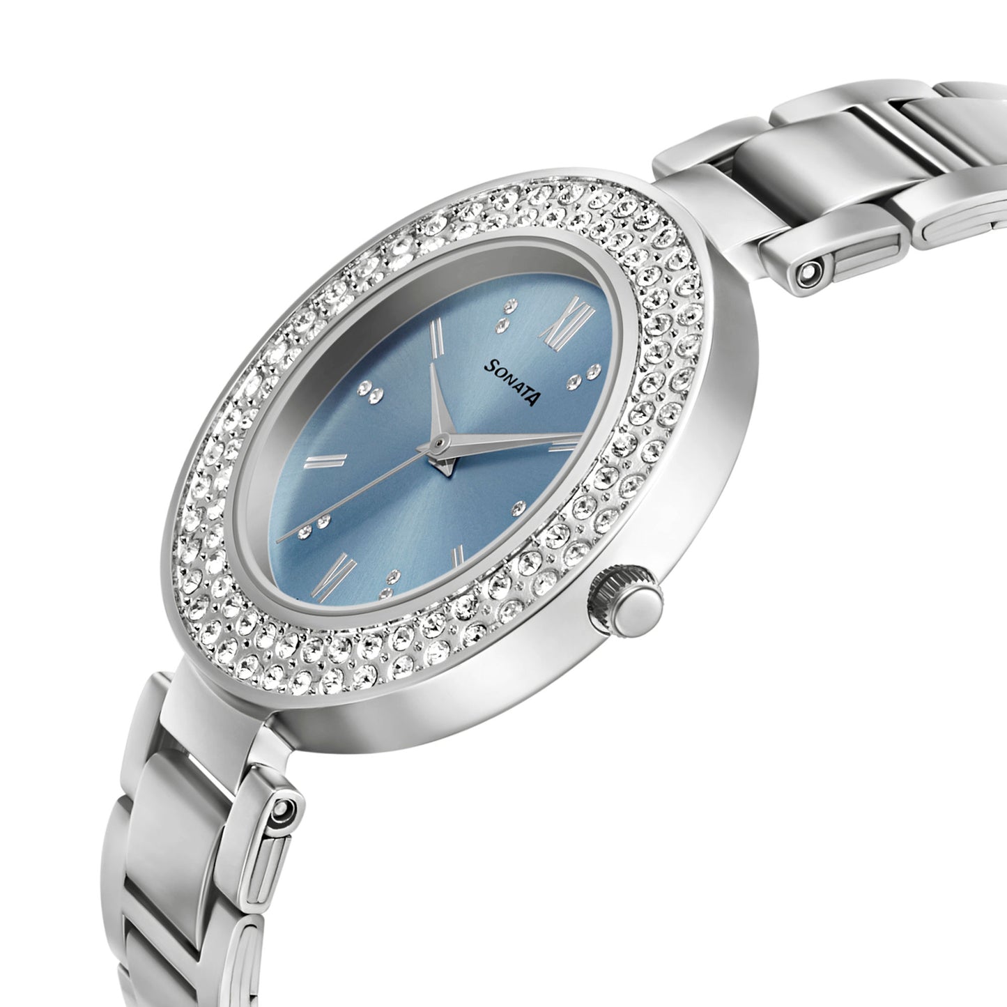 Blush It Up With Blue Dial Stainless Steel Watch 87033SM02