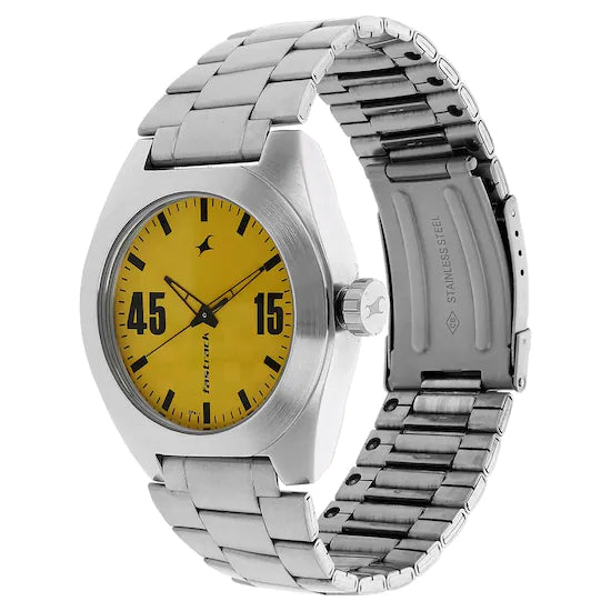 CHECKMATE YELLOW DIAL STAINLESS STEEL STRAP WATCH 3110SM04 (DF611)
