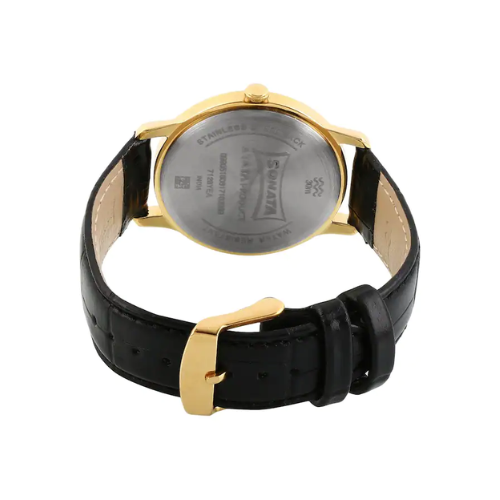 Sleek Black Dial Leather Strap 7128YL01 (SDG948)