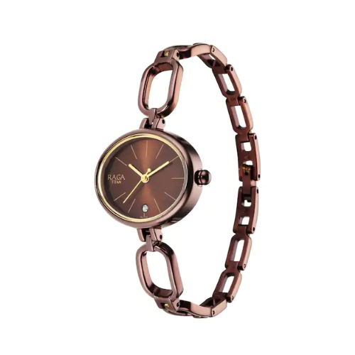 Titan Raga Viva Brown Dial Brown Brass Strap Watch NP2667QM01