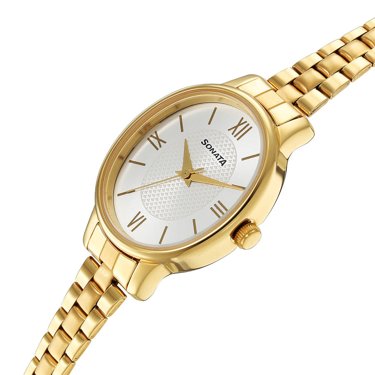 Classic Gold Silver Dial Metal Strap Watch NR8179YM01