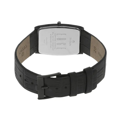 TITAN Edge Black Dial Black Leather Strap Watch NN1044NL01 (K423B)