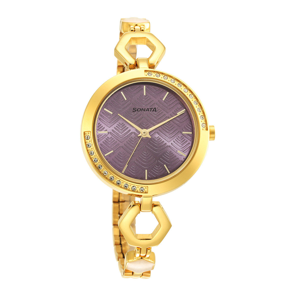 Utsav Purple Dial Yellow Bi Metal Strap Watch NR8184YM03