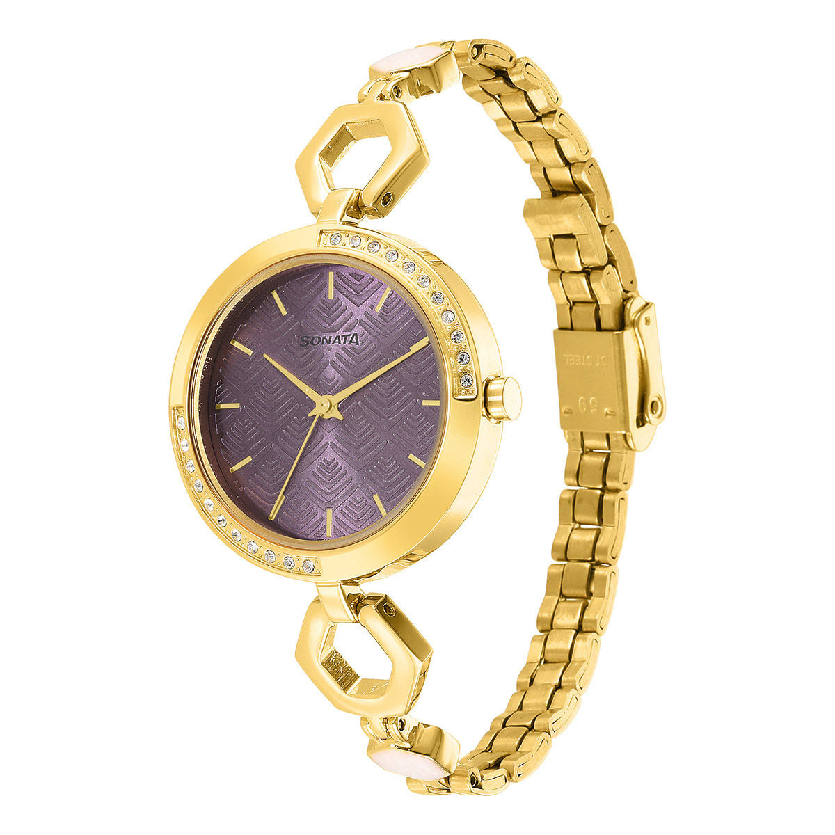 Utsav Purple Dial Yellow Bi Metal Strap Watch NR8184YM03