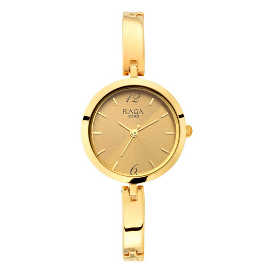 TITAN Raga Viva Golden Dial Metal Strap Watch 2606YM06(DK854)