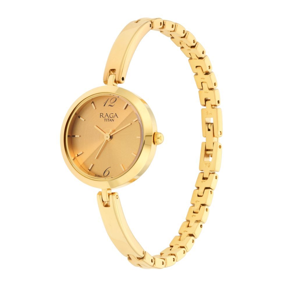 TITAN Raga Viva Golden Dial Metal Strap Watch 2606YM06(DK854)