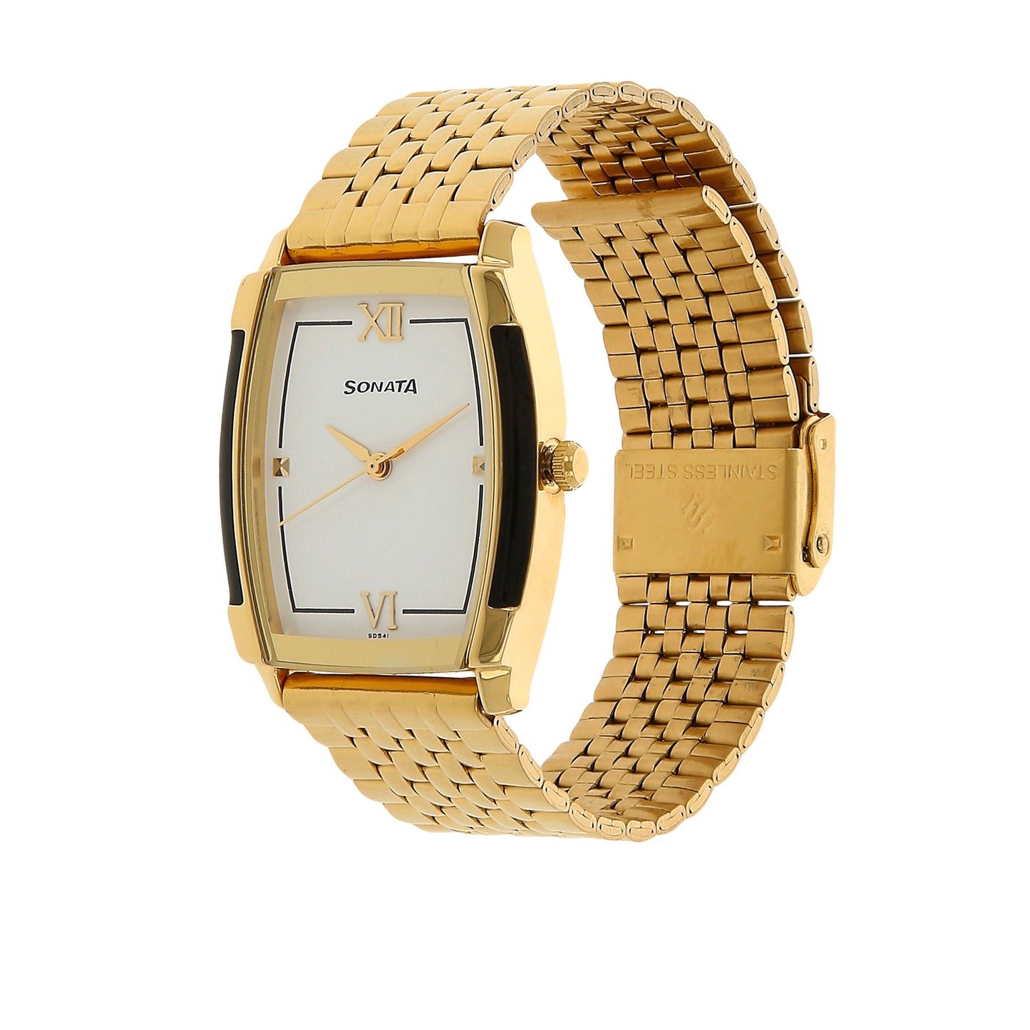 White Dial Golden Stainless Steel Strap Watch NN7080YM01