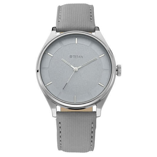 TITAN Workwear Watch with Grey Dial & Leather Strap 1802SL12(DK715)