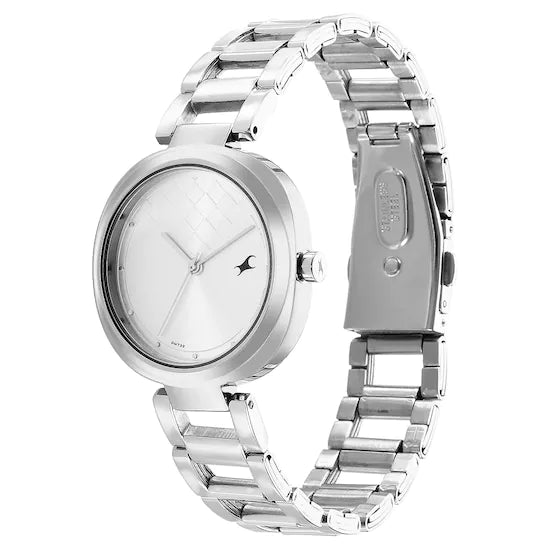 Fastrack Stunners Quartz Analog Silver Dial Metal Strap Watch for