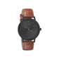 Sleek Black Dial Leather Strap Watch NR7131NL02