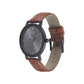 Sleek Black Dial Leather Strap Watch NR7131NL02