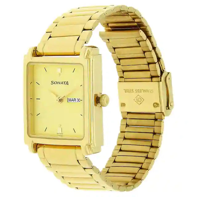 Champagne Dial Golden Metal Strap Watch NR7053YM05