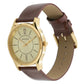 Essentials Champagne Dial Leather Strap NR77082YL01W