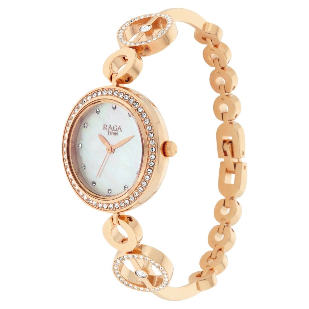 TITAN Raga Mother of Pearl Dial Studded Watch 2539WM03