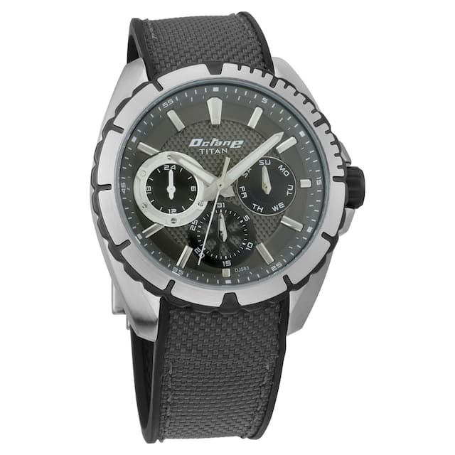 Titan Octane Grey Dial Grey Strap Watch 90109KP01 (DJ583)