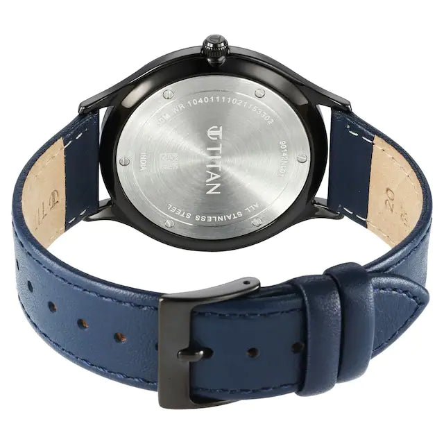 TITAN Classique Slimline Watch with Blue Dial & Blue Leather Strap NQ90142NL01