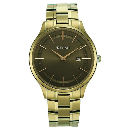 Titan Classique Slimline Green Dial Stainless Steel Strap Watch 90142QM03 / NS90142QM03