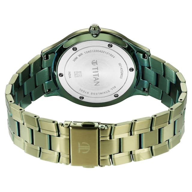 Titan Classique Slimline Green Dial Stainless Steel Strap Watch 90142QM03 / NS90142QM03