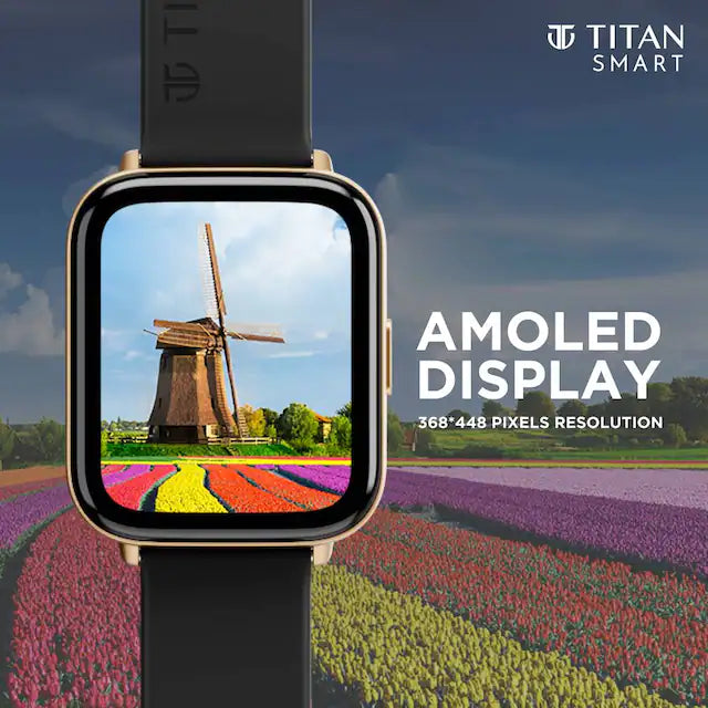 Titan Smart 2- Touch Screen with Black Strap, Amoled Display, SpO2 and Always on Display 90155AP01