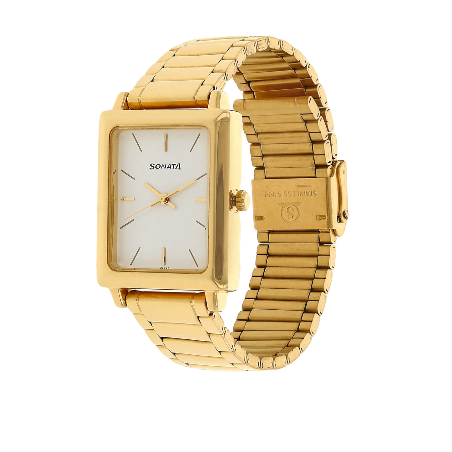 White Dial Golden Stainless Steel Strap Watch NR7078YM01