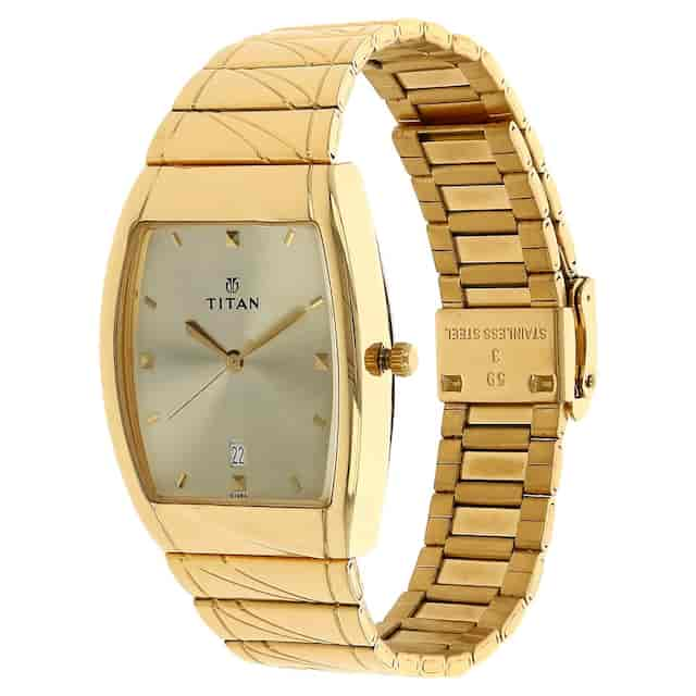 Titan Champagne Dial Golden Stainless Steel Strap Watch NN9315YM02 (D168A)