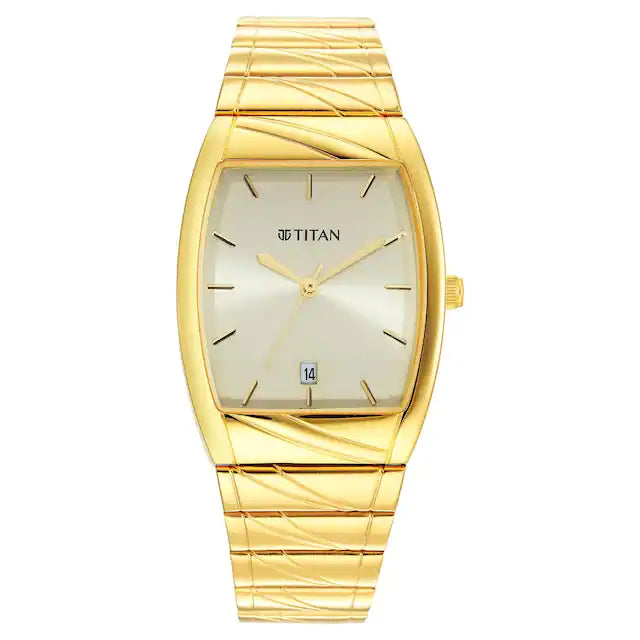 TITAN Karishma Champagne Dial Brass Strap Watch 9315YM05 / NS9315YM05