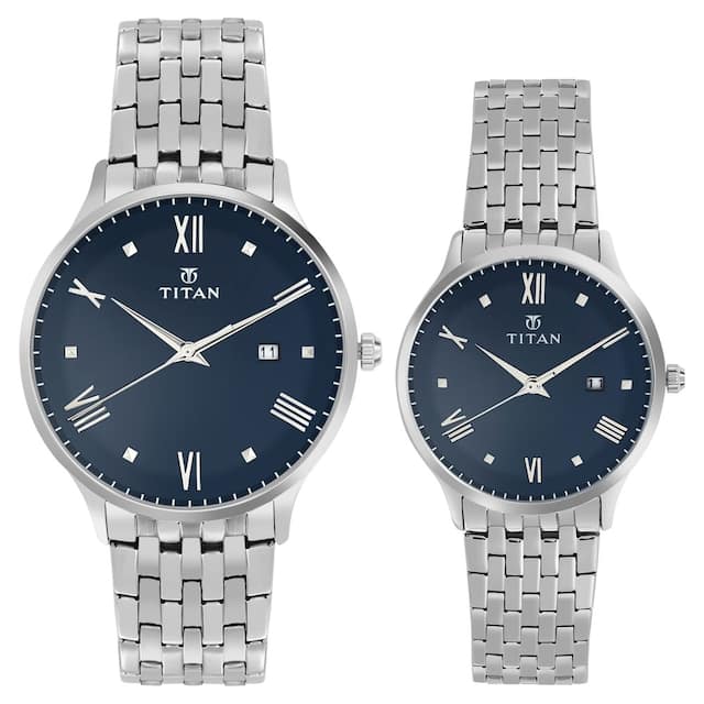 Titan Bandhan Blue Dial Stainless Steel Strap Watches NP9400194201SM01