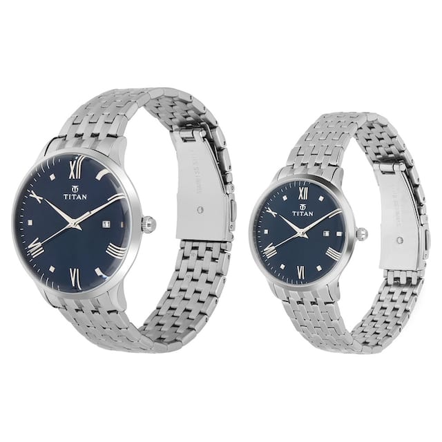 Titan Bandhan Blue Dial Stainless Steel Strap Watches NP9400194201SM01