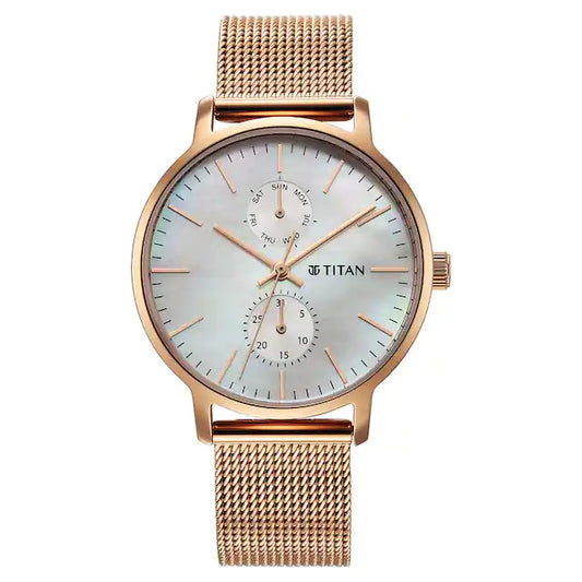 Titan Workwear Slimline Mother Of Pearl Dial Stainless Steel Strap Watch for Women 95143WM01