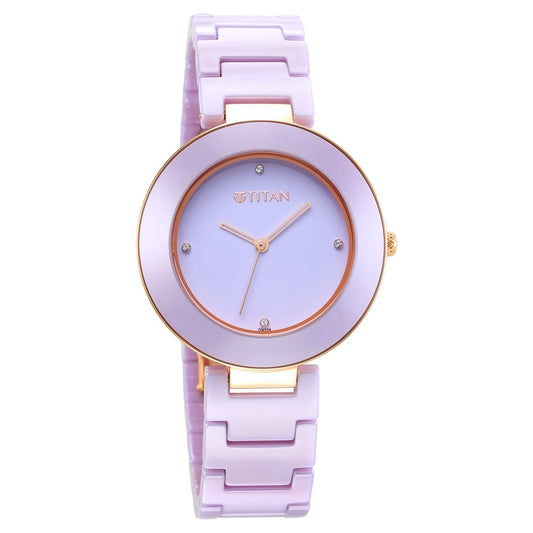 Titan Purple Ceramics Purple Dial Ceramic Strap Watch for Women 95189KC06