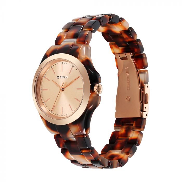 Titan Fashion Acetate Rose Gold Dial Acetate Strap Watch 95205KP01(DM998)