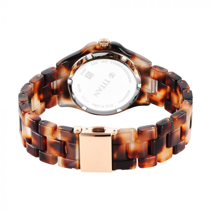 Titan Fashion Acetate Rose Gold Dial Acetate Strap Watch 95205KP01(DM998)