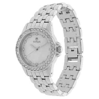 Titan White Dial Silver Metal Strap Watch NK9798SM02 (D563)